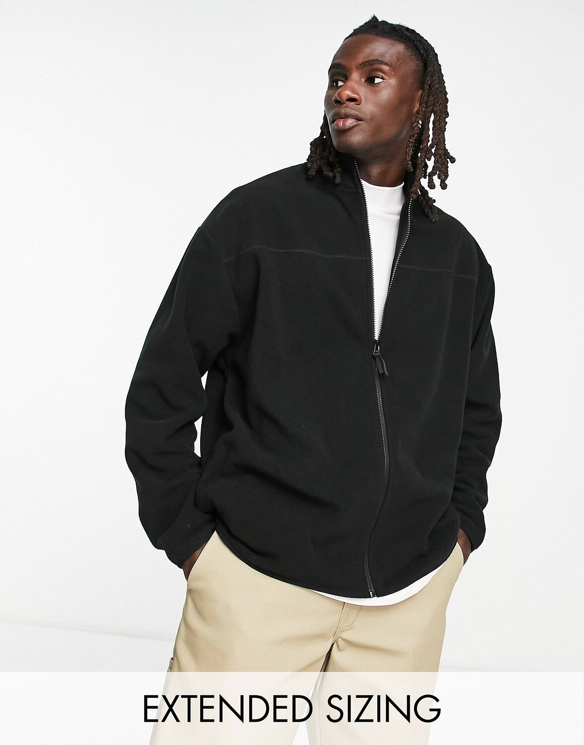 

Черная флисовая куртка со сквозной молнией ASOS DESIGN, Черный