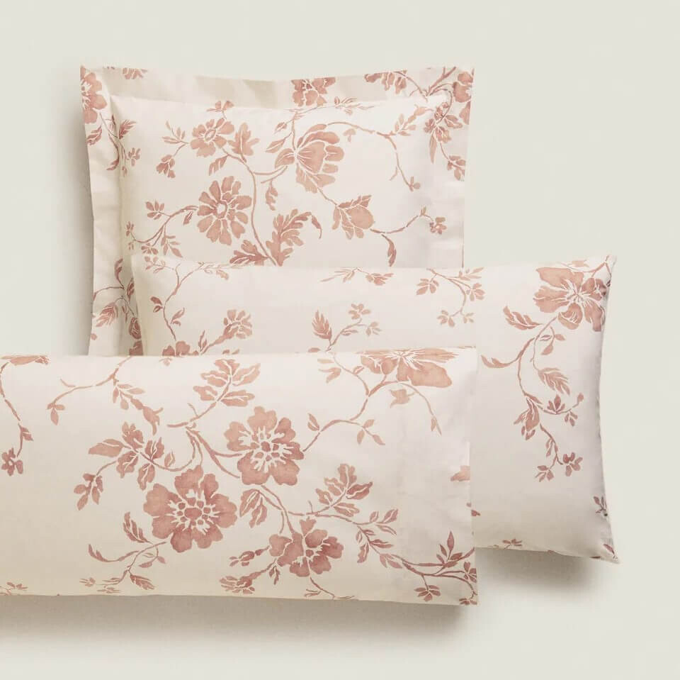 

Наволочка Zara Home Floral Print, бежевый