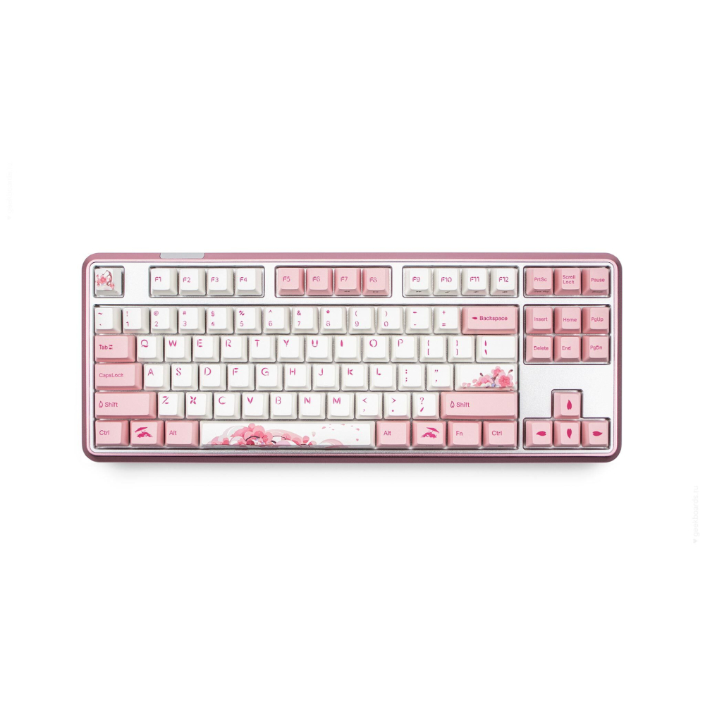 Механическая игровая проводная клавиатура Varmilo Sword 2-87, EC V2 Sakura, белый/розовый, английская раскладка игровая клавиатура varmilo beijing opera v2 87 a23a028d4a0a06a025