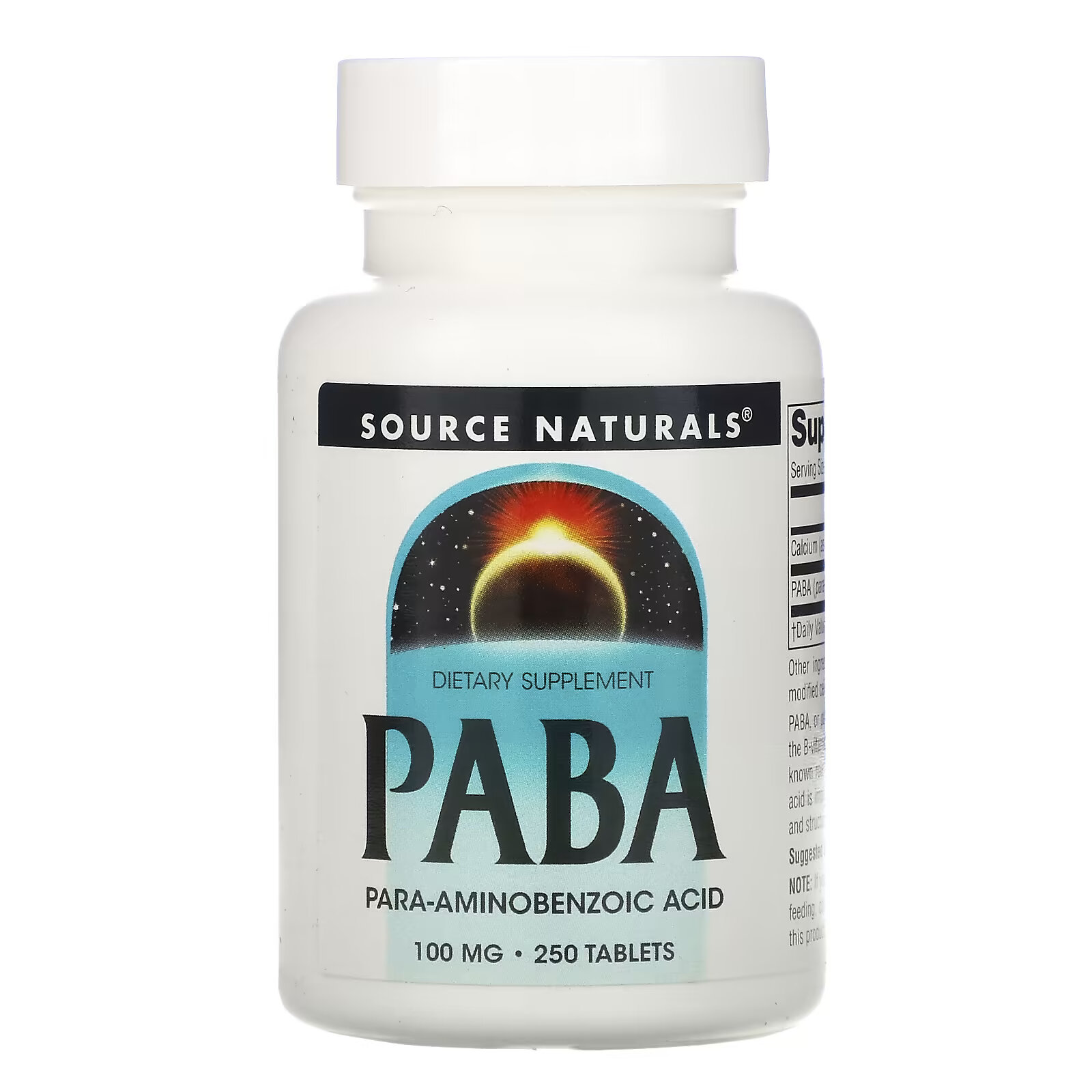 Source Naturals, ПАБК, 100 мг, 250 таблеток source naturals витамин b1 тиамин 100 мг 100 таблеток