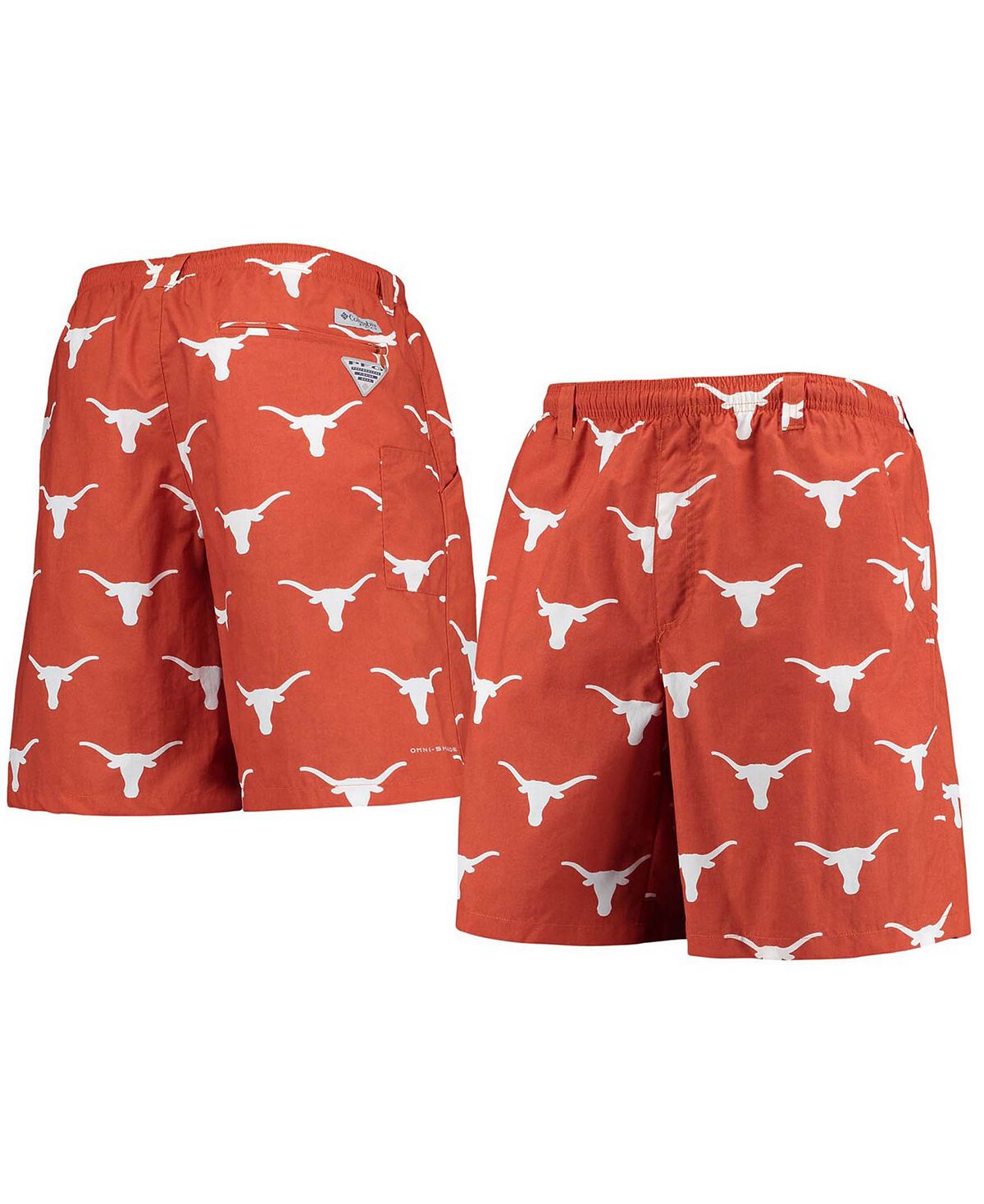 Мужские шорты texas orange texas longhorns backcast ii omni-shade hybrid Columbia, мульти