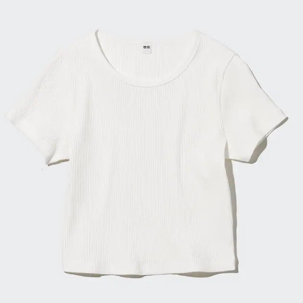 

Футболка Uniqlo Ribbed Cropped, off white