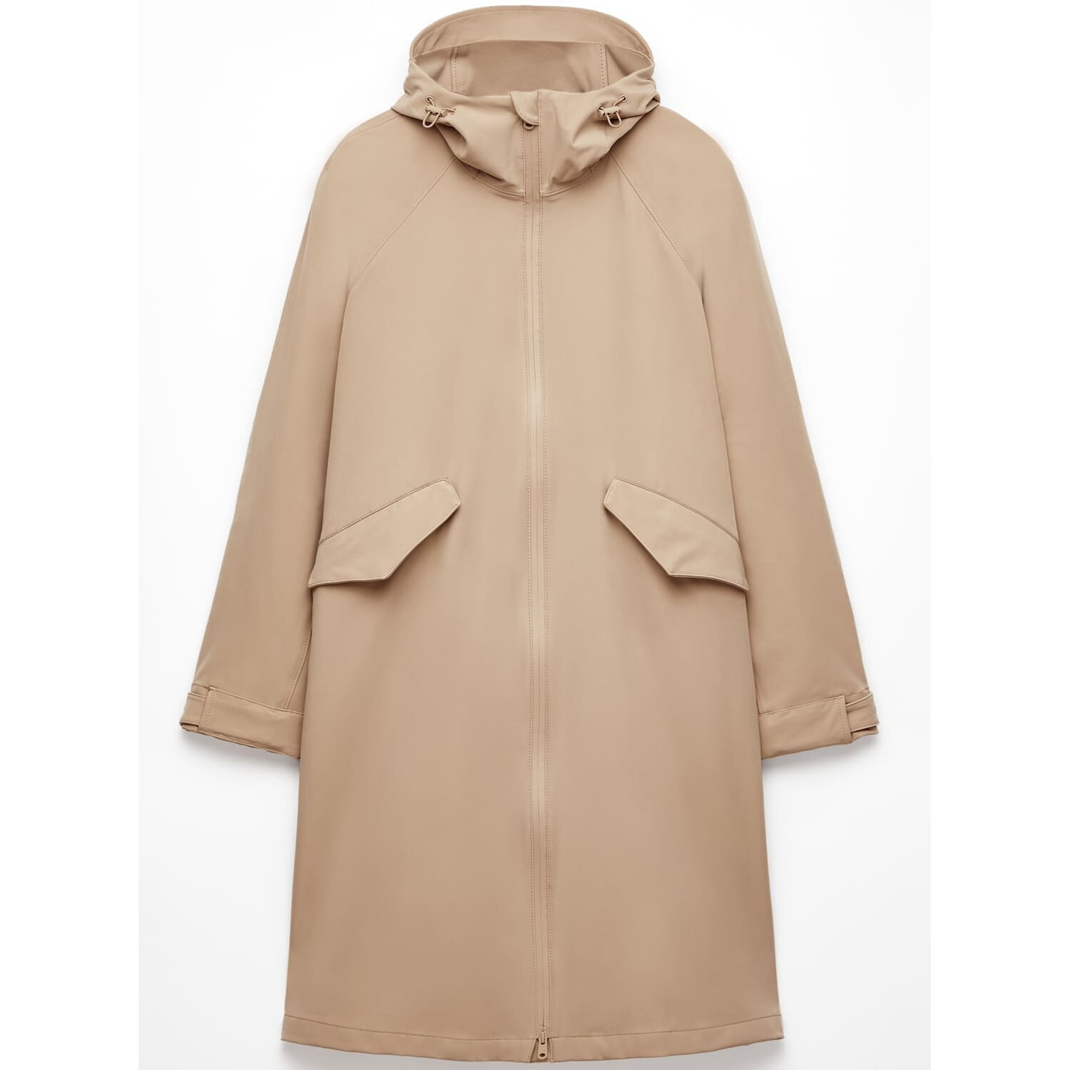 

Куртка Oysho Long 5k Water-Resistant, бежевый