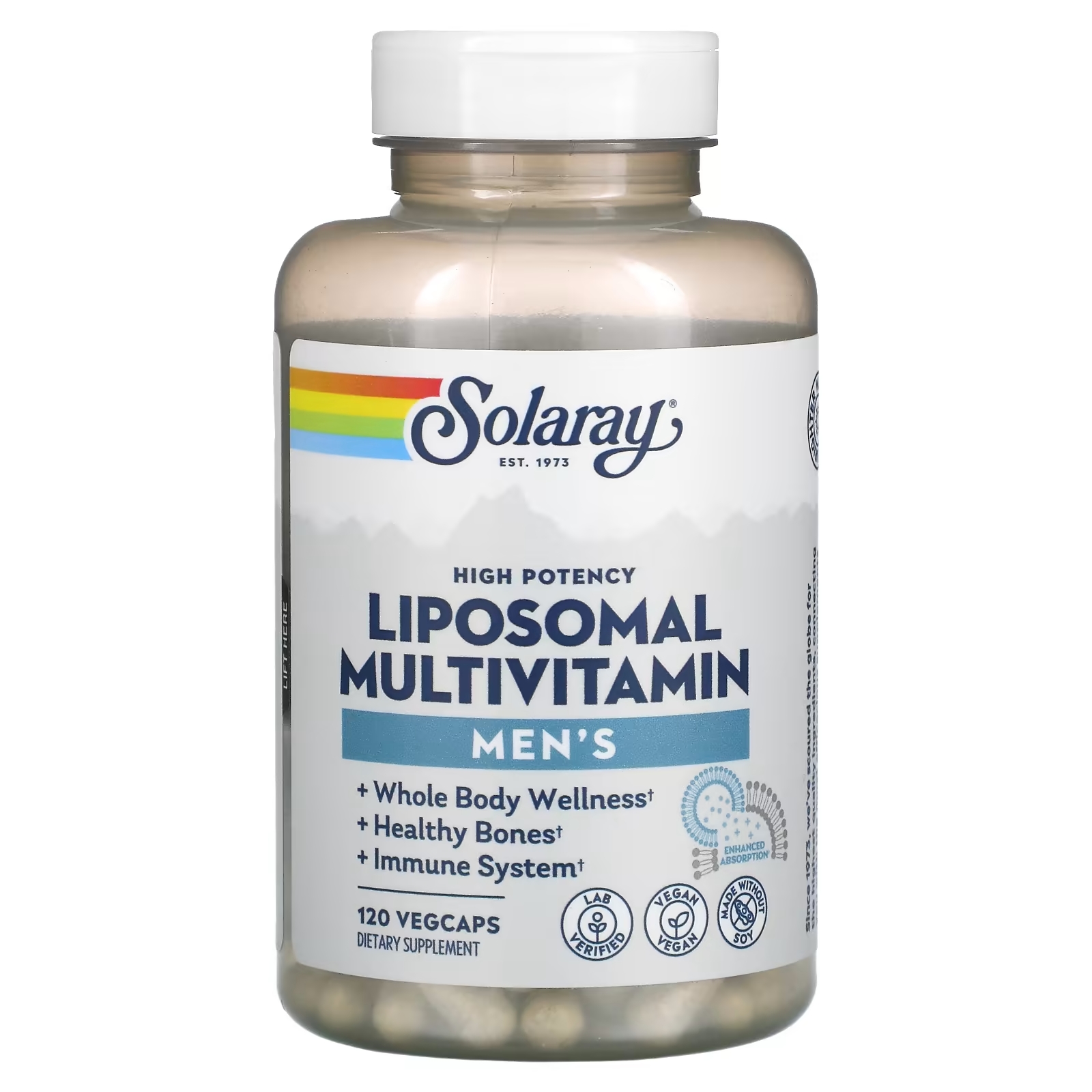 Высокоэффективные Мужские Липосомальные Мультивитамины Solaray, 120 растительных капсул