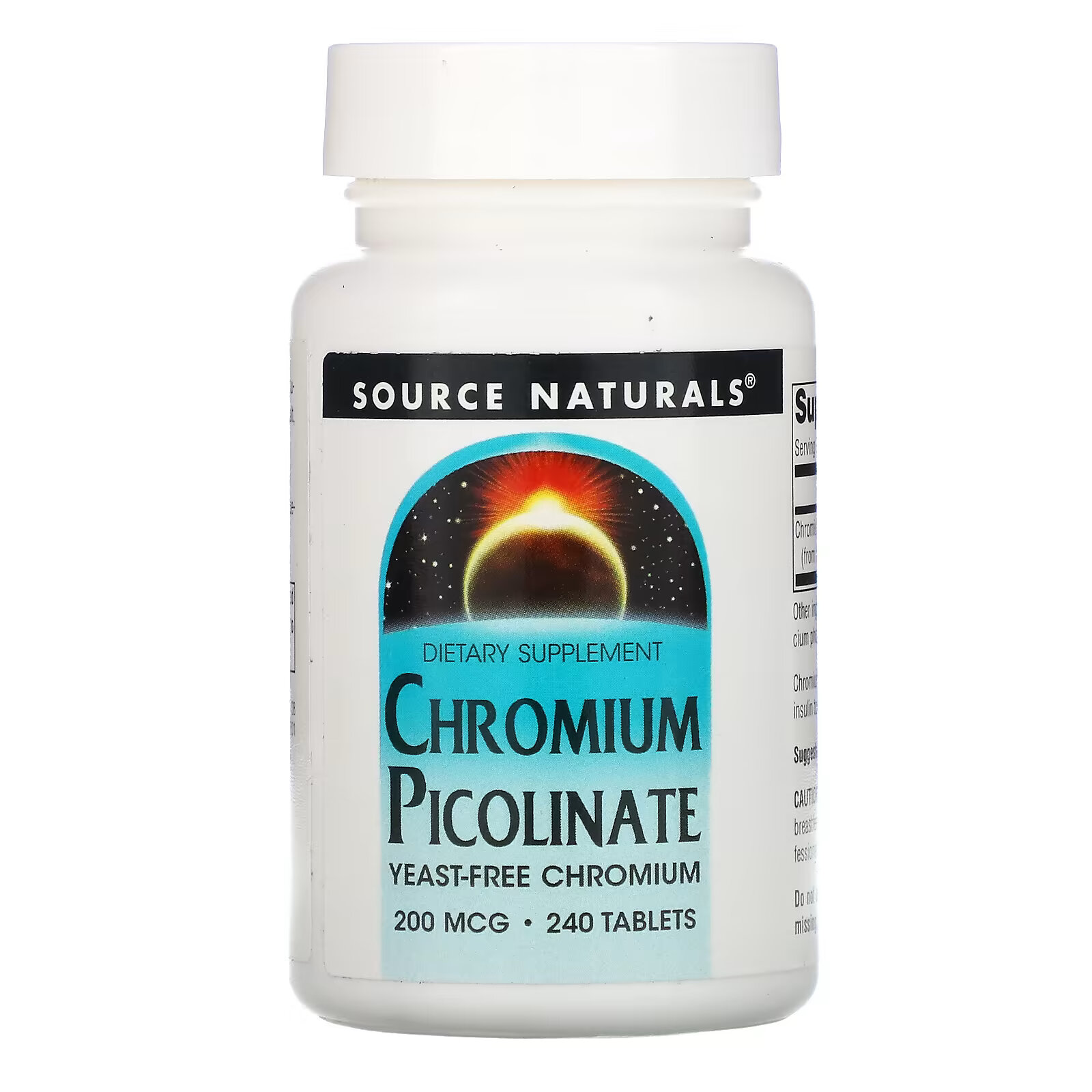 Source Naturals, пиколинат хрома, 200 мкг, 240 таблеток пиколинат хрома amazing nutrition 240 таблеток