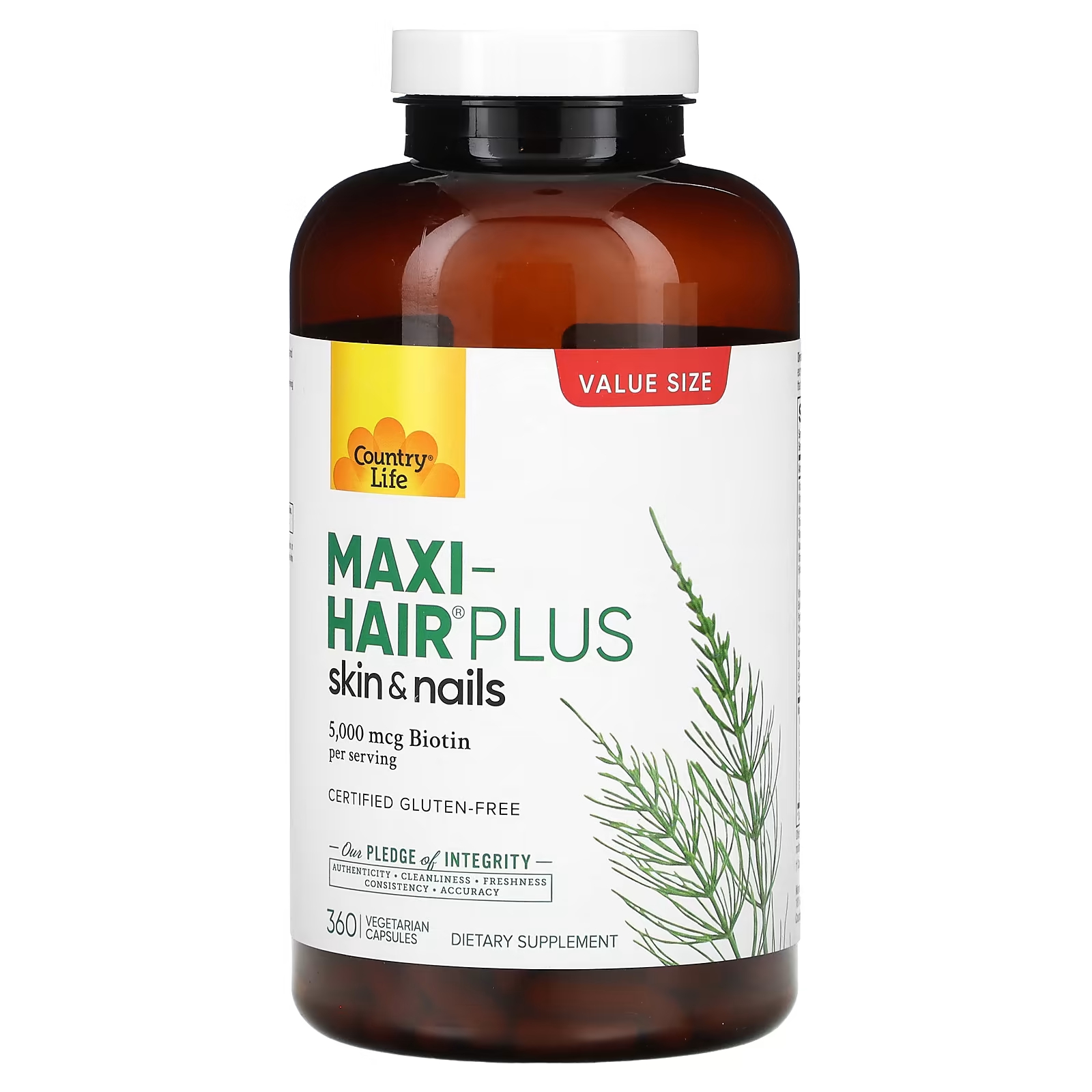 Пищевая добавка Country Life Maxi-Hair Plus, 60 капсул country life maxi hair plus 5000 мкг 360 вегетарианских капсул