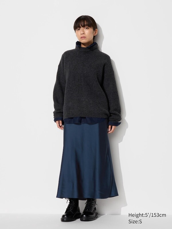 

Атласная юбка короткая Uniqlo, синий