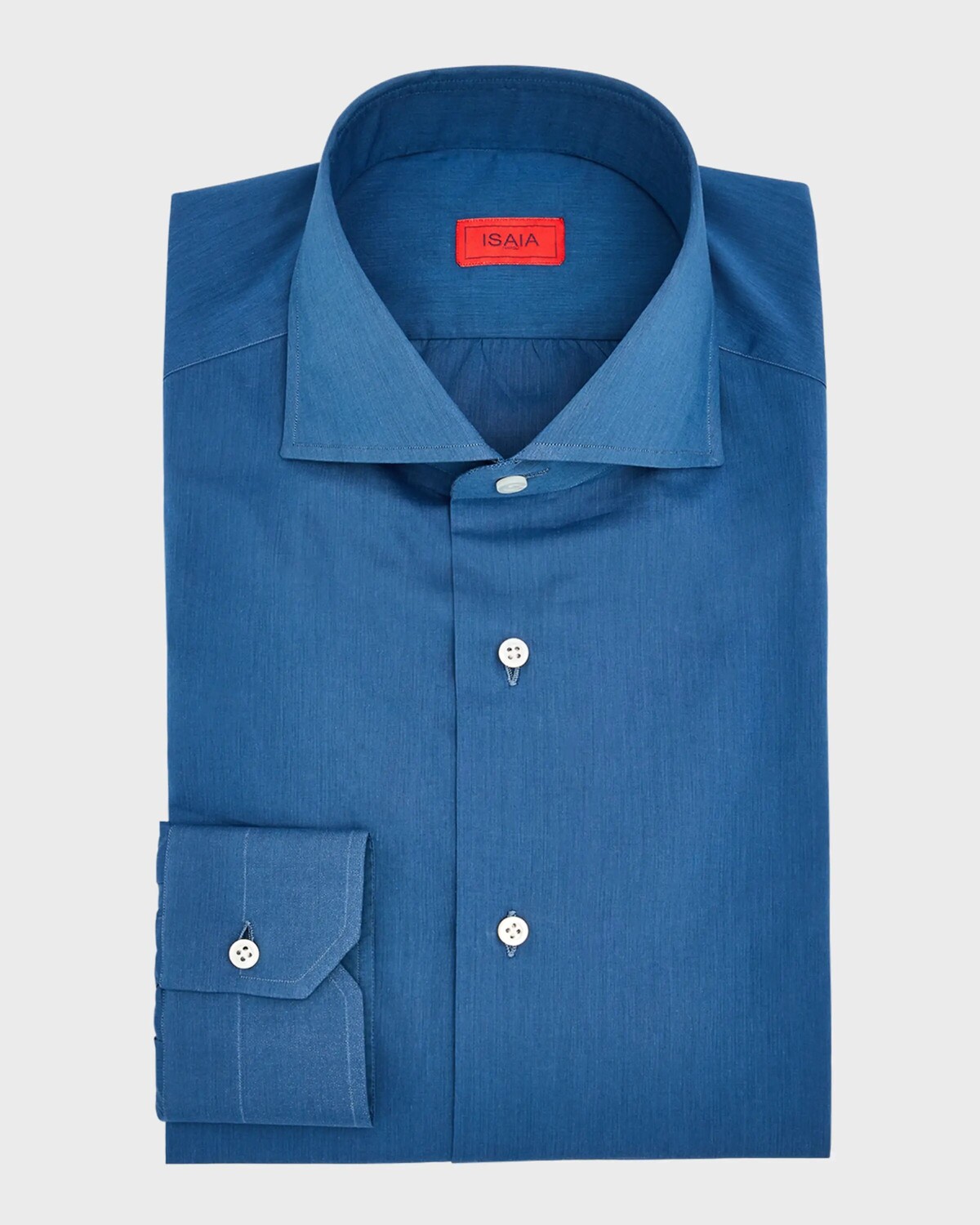 

Мужская классическая рубашка из однотонного хлопка Isaia, цвет Light Blue