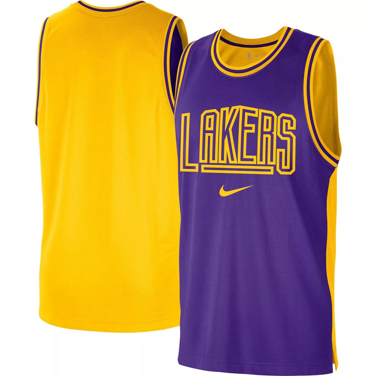 

Мужская сетчатая майка Los Angeles Lakers Courtside Versus Force Split DNA Performance фиолетового/золотого цвета Nike, Фиолетовый