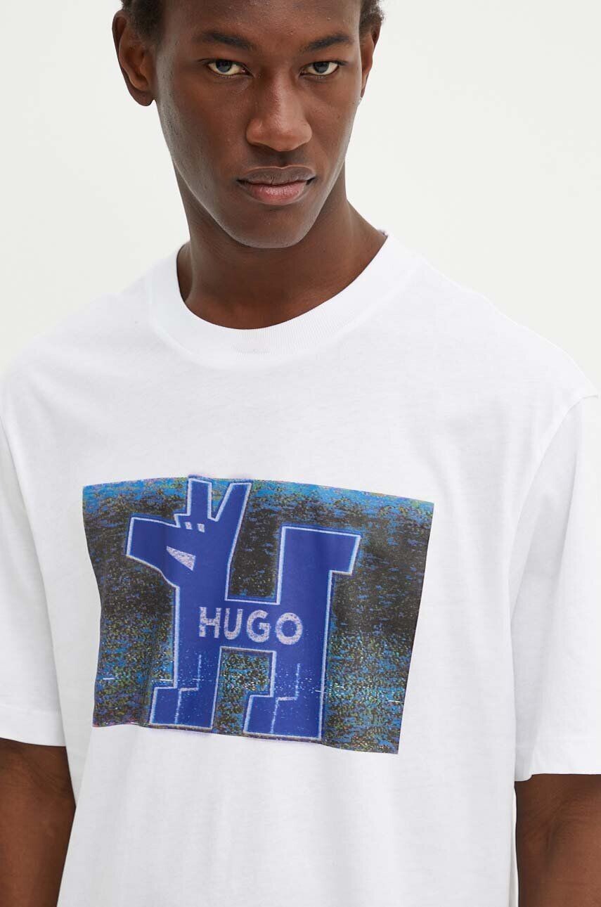 

Hugo Синяя хлопковая футболка Hugo Blue, белый