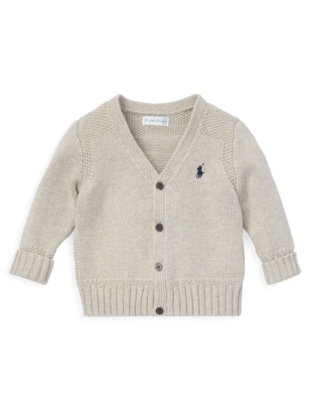 

Кардиган из чесаного хлопка с пуговицами спереди для мальчика Polo Ralph Lauren, серый