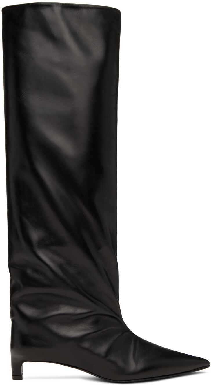 

Черные кожаные высокие сапоги Jil Sander