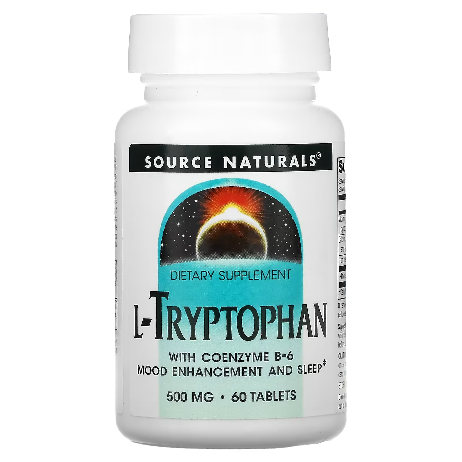 Source Naturals L-триптофан с витамином В6 в коэнзимной форме 500 мг, 60 таблеток