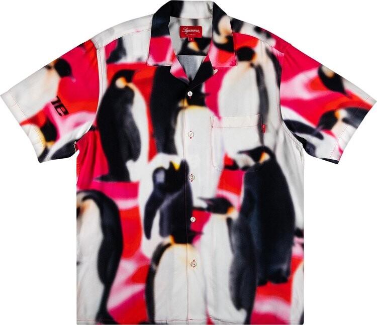 

Рубашка Supreme Penguins Rayon Short-Sleeve Shirt 'Pink', розовый