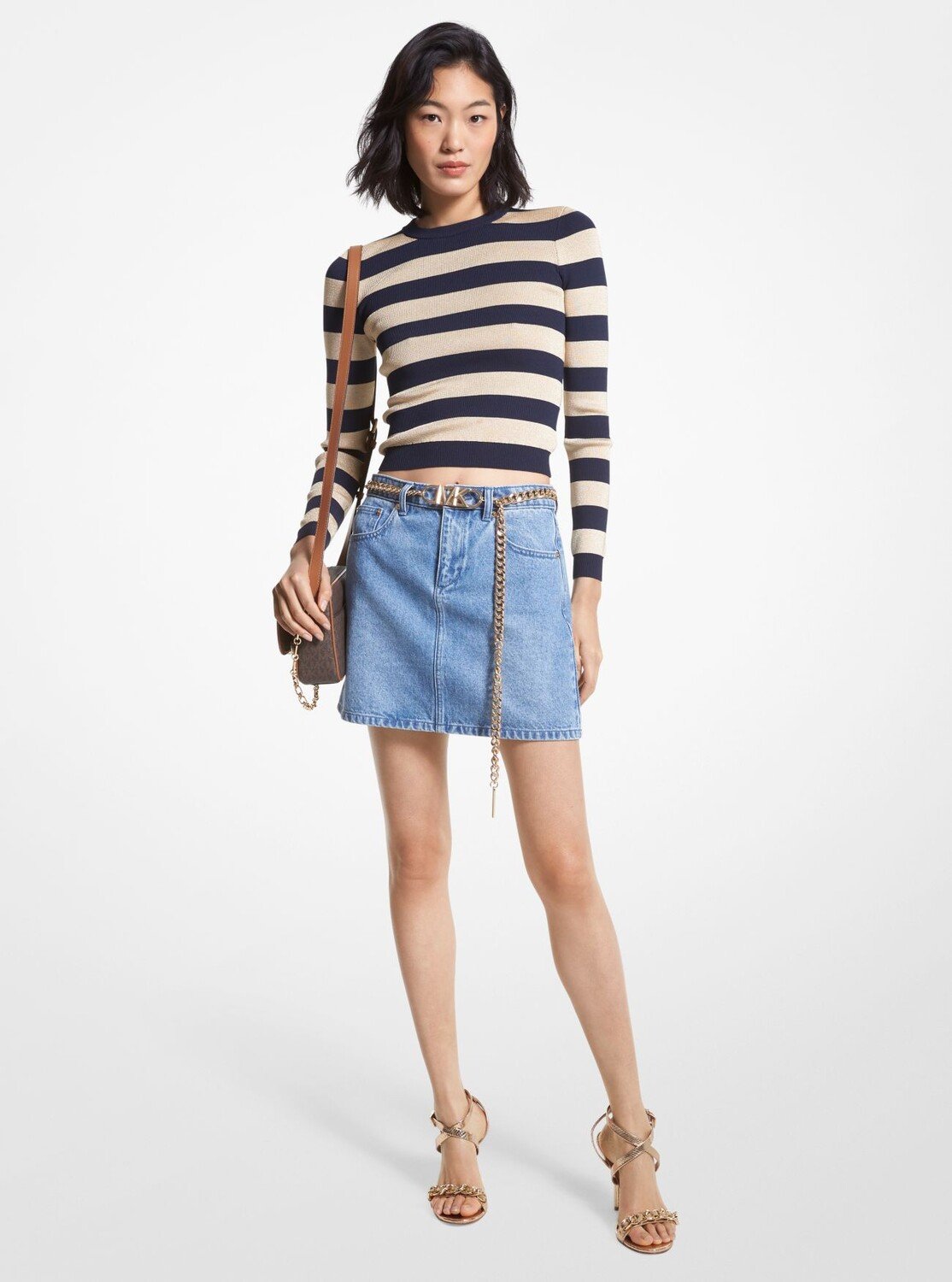 

Мини-юбка Michael Michael Kors Denim Belted, голубой
