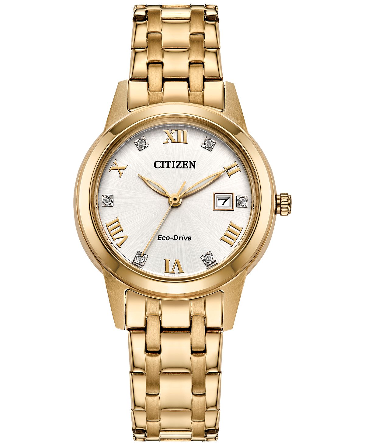 цена Eco-Drive Женские классические золотистые часы с браслетом из нержавеющей стали, 29 мм Citizen