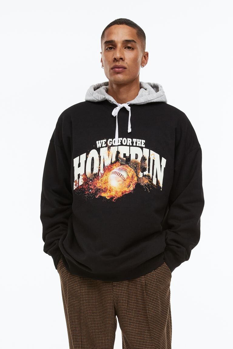 

Толстовка оверсайз H&M, черный/homerun