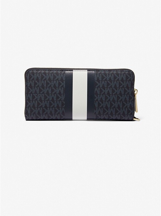 

Кошелек Michael Michael Kors Logo Stripe Continental, Тёмно-синий/белый