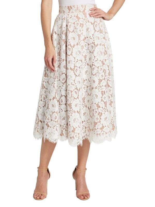 

Кружевная юбка-солнце Michael Kors Collection с ресничками, белый