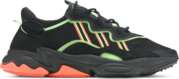 Adidas black & sale green ozweego shoes