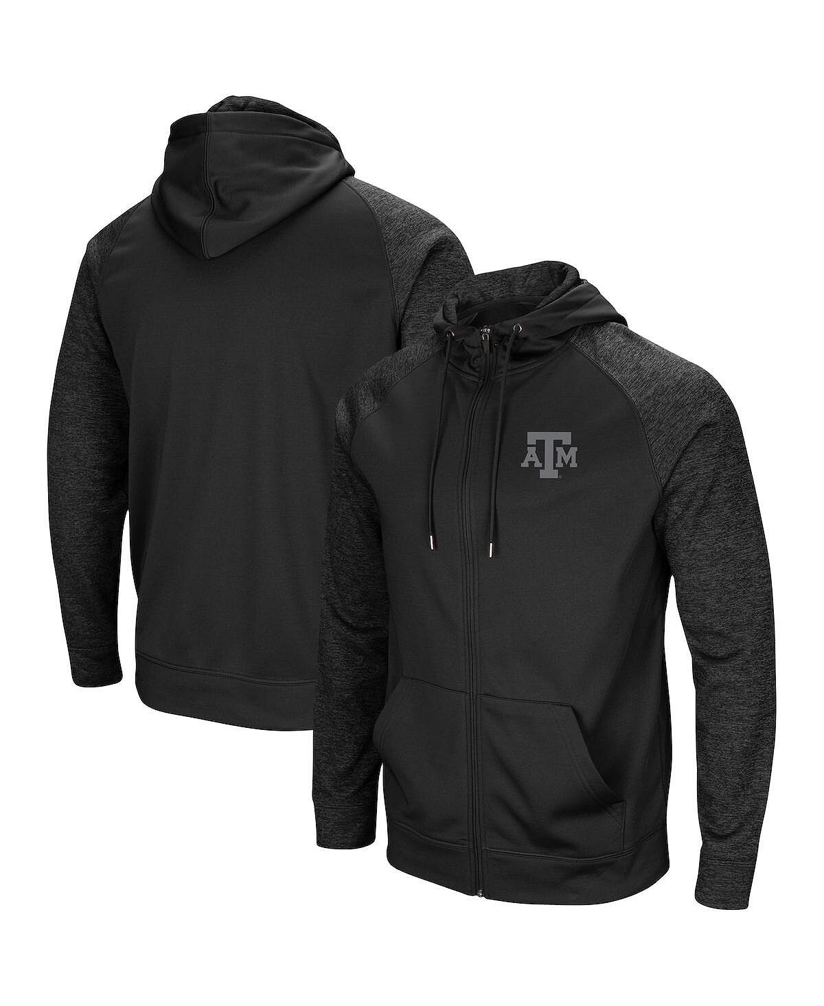 

Мужская черная худи texas a&m aggies blackout 3.0 tonal raglan с молнией во всю длину Colosseum, черный