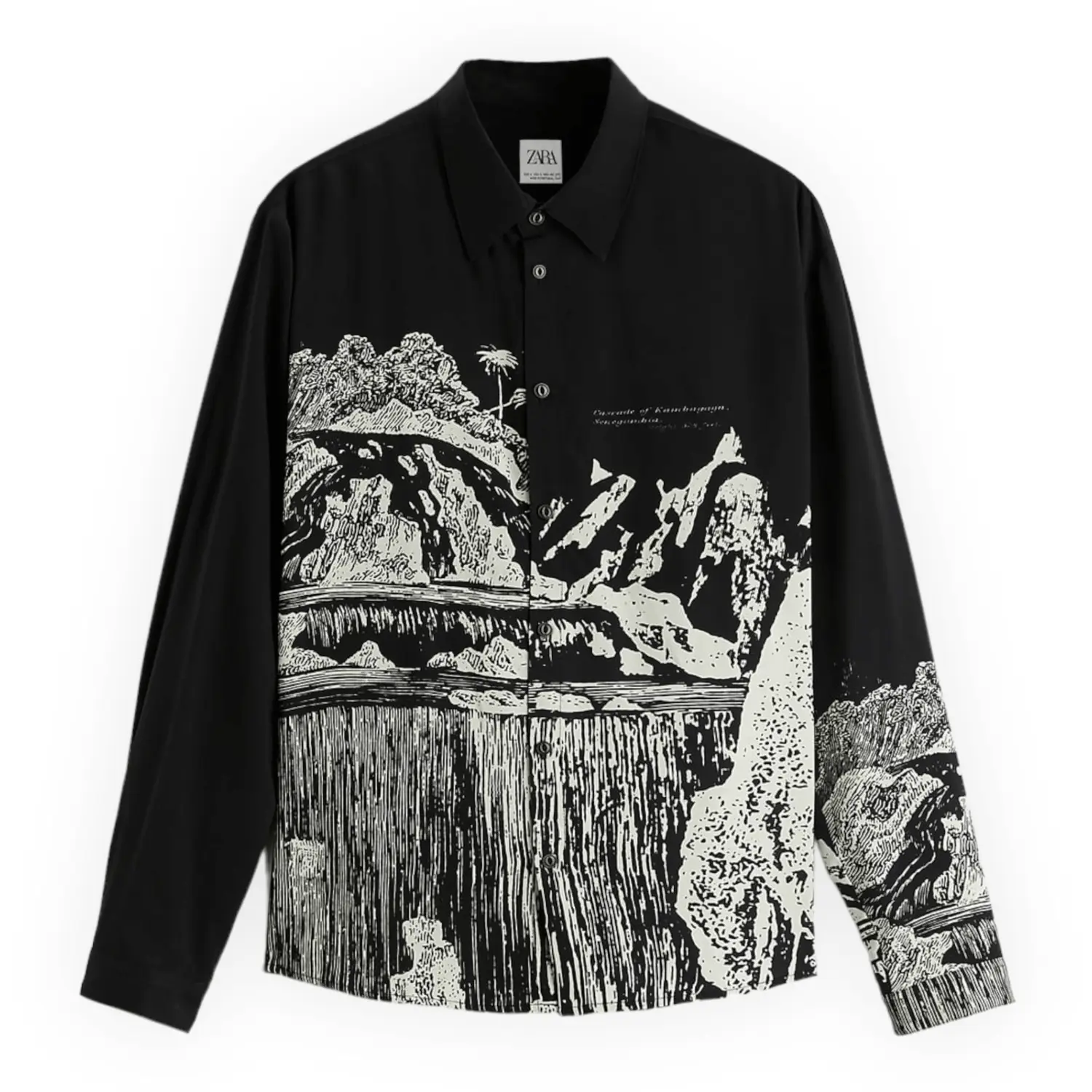 

Рубашка Zara With Landscape Print, черный/белый