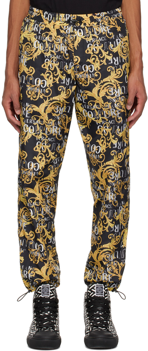 

Черно-желтые брюки с принтом Versace Jeans Couture, Черный