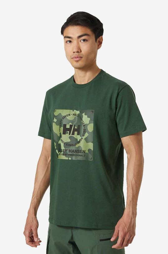

Хлопковая футболка Helly Hansen, зеленый