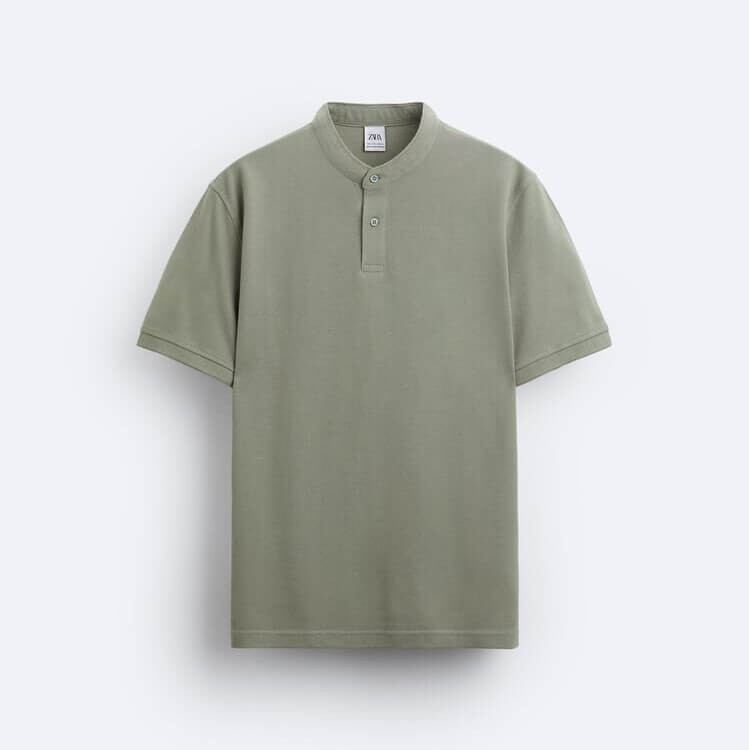 

Поло Zara Textured Piqué, зеленый