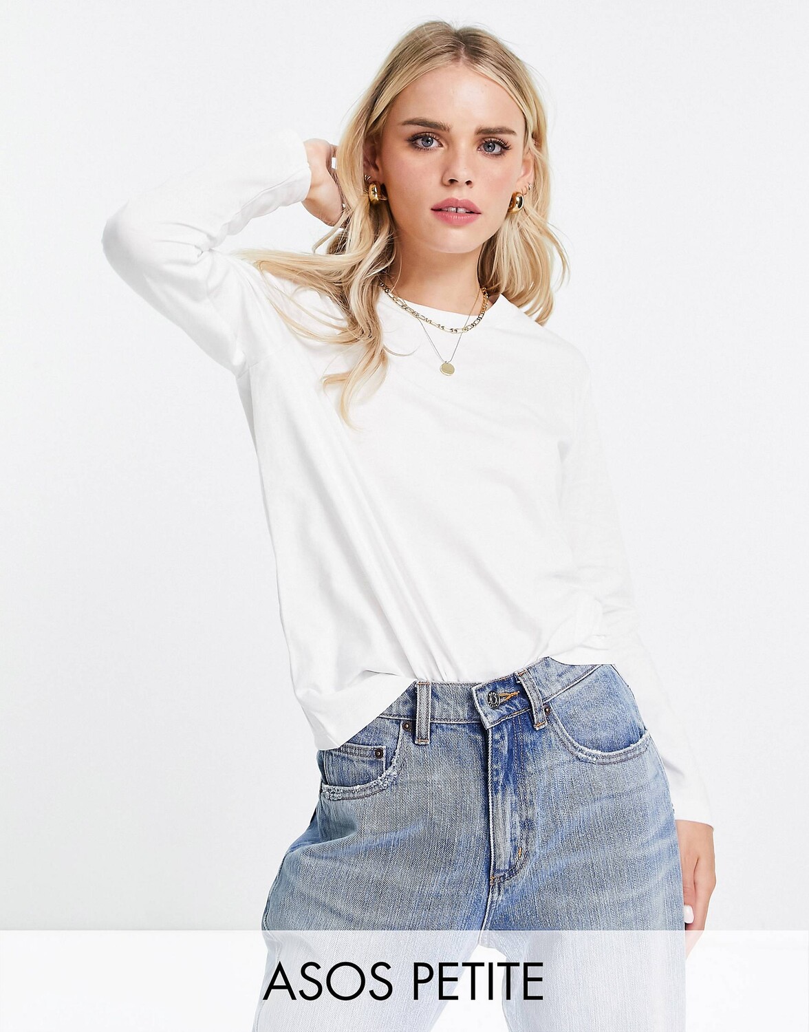 

Лонгслив из смесового хлопка ASOS DESIGN Petite Ultimate, белый