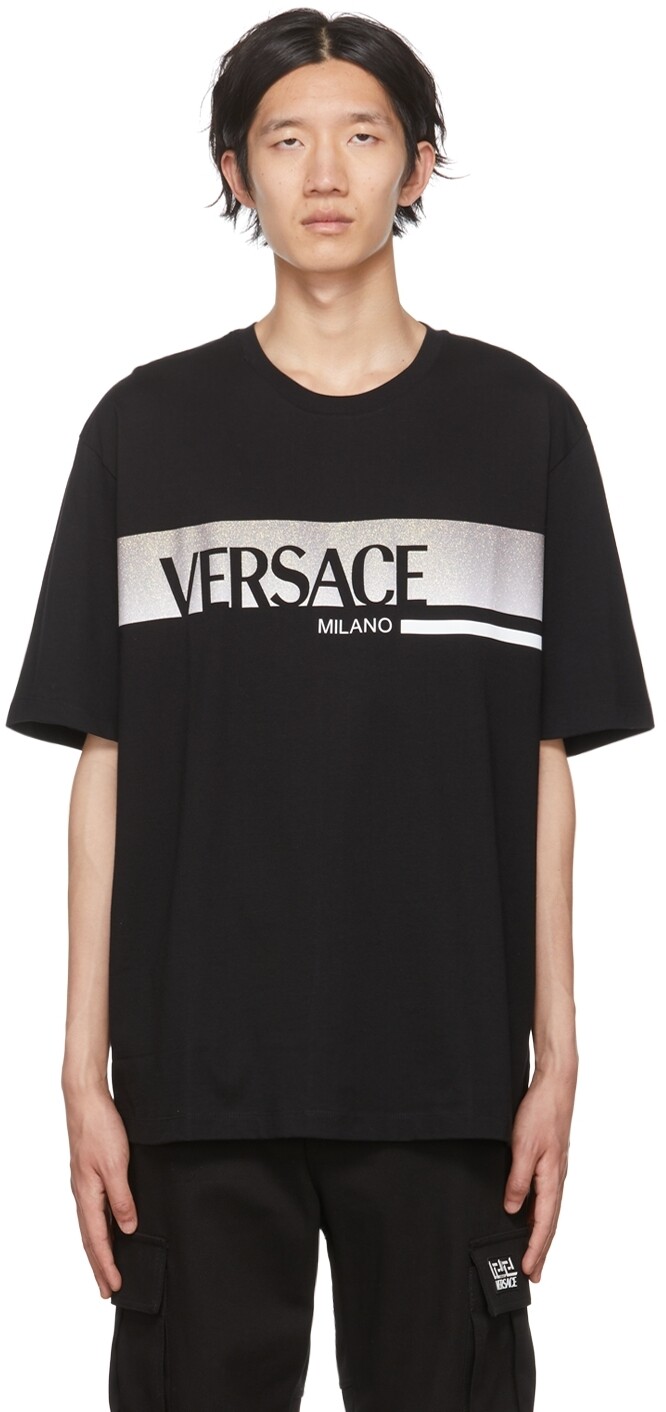 

Черная футболка с логотипом Versace, Черный