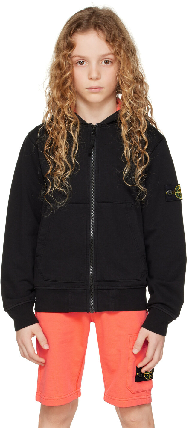 

Детская черная толстовка с нашивкой Stone Island Junior