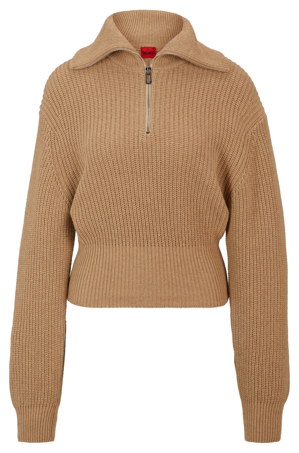 

Свитер Boss Zip-neck With Logo Flag, светло-коричневый