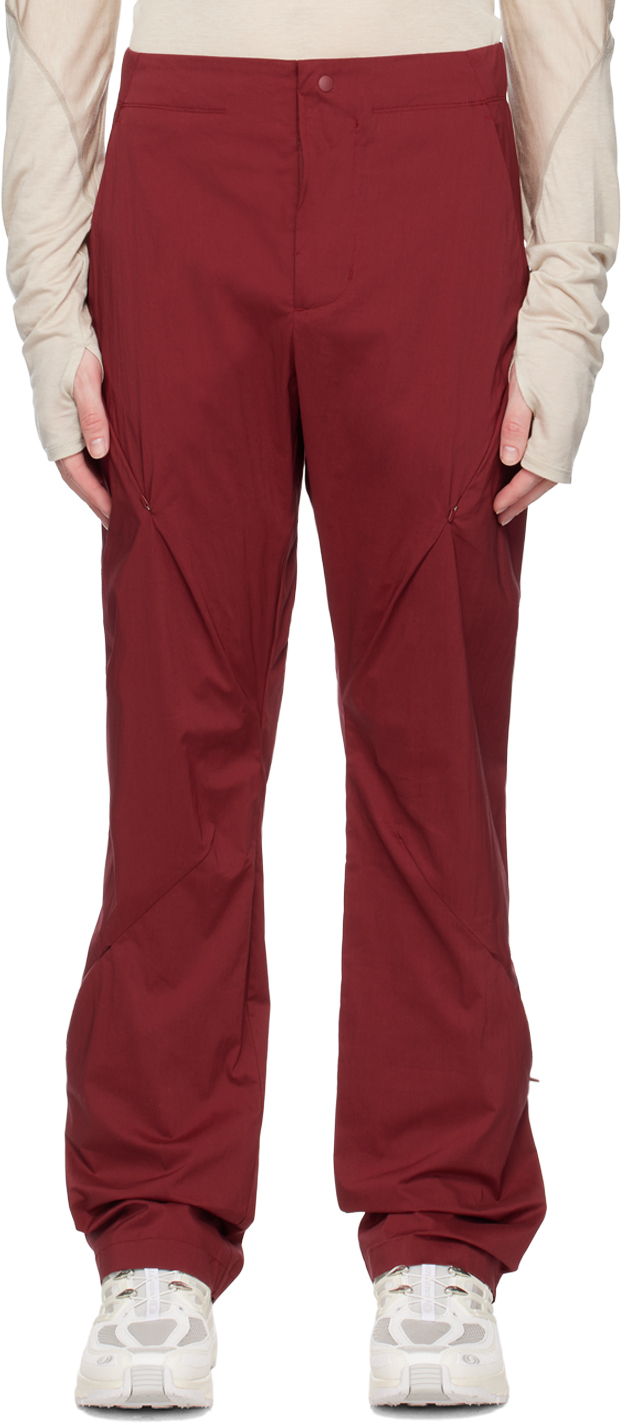 Темно-красные брюки с карманами на молнии Post Archive Faction (PAF) фото