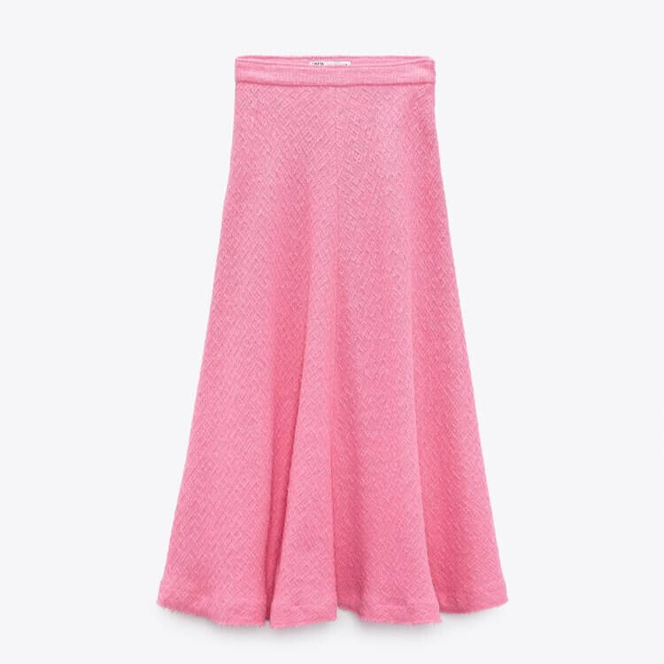 Юбка Zara Long Textured, линялый розовый