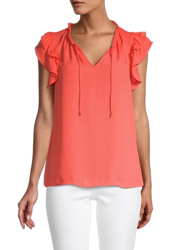 

Топ Halston Flutter с завязками на шее, hot coral