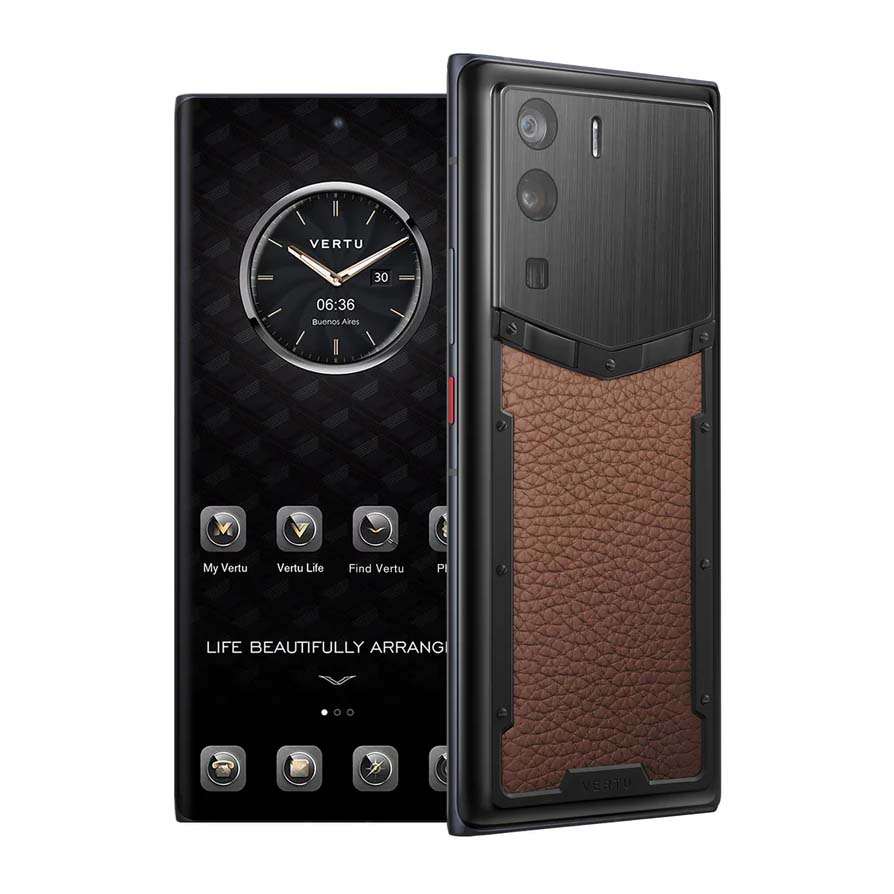 Смартфон Vertu Metavertu Calfskin 18Гб/1Тб, 2 Nano-SIM, черный/коричневый
