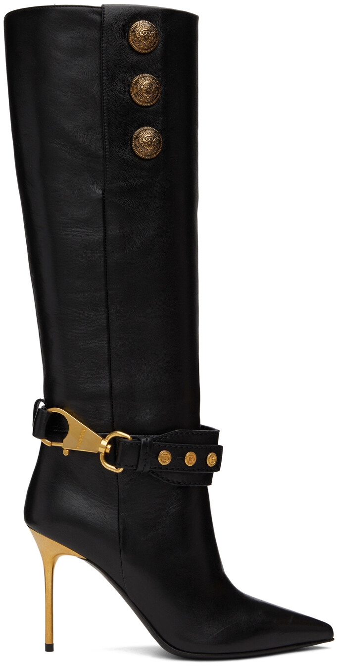 

Черные сапоги малиновки Balmain