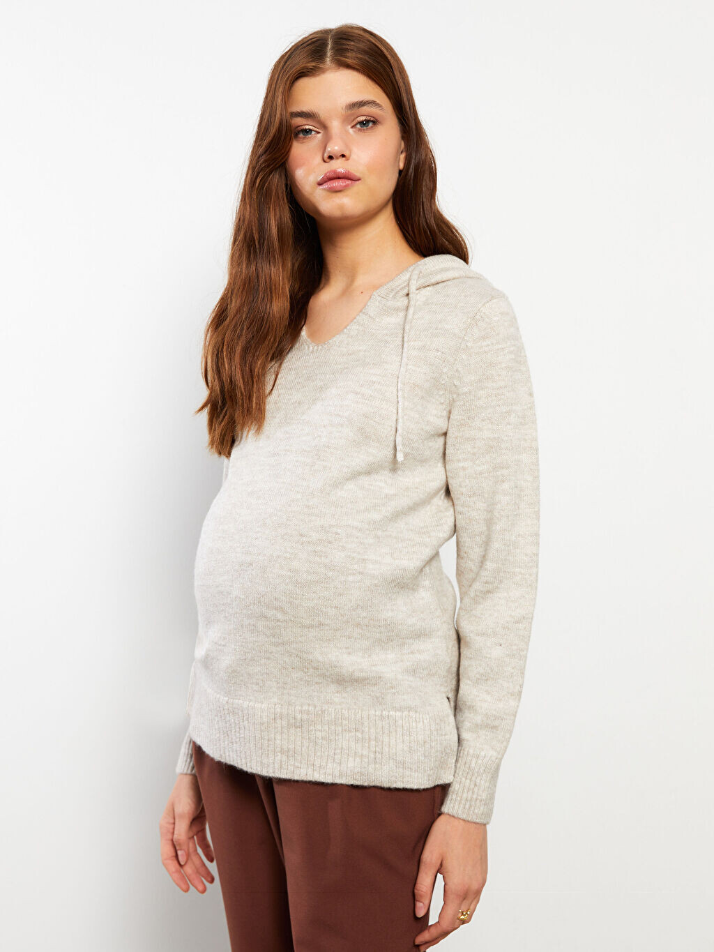 

Однотонный свитер для беременных с капюшоном и длинными рукавами LC Waikiki Maternity, Белый