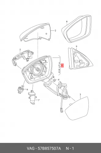 цена Корпус наружного зеркала OUTER MIRROR ASSY 57B857507A VAG