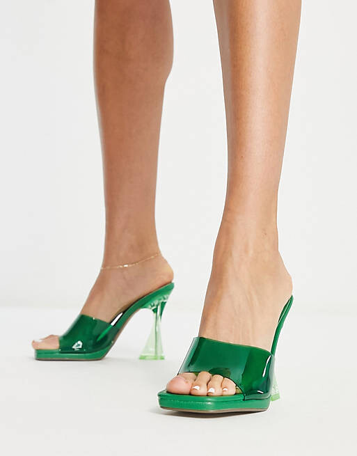 

Зеленые прозрачные босоножки на расклешенном каблуке Steve Madden Lipa