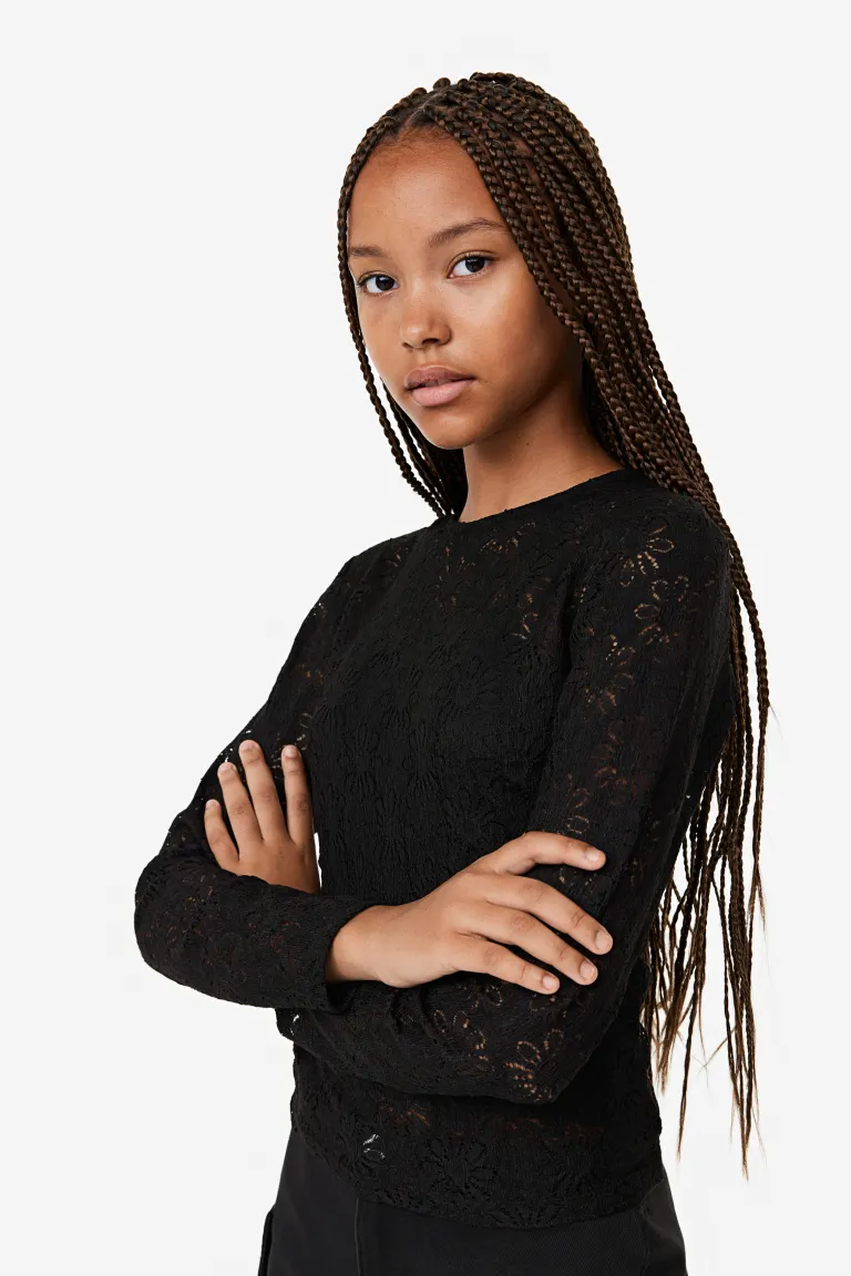 

Кружевная блузка H&M, черный