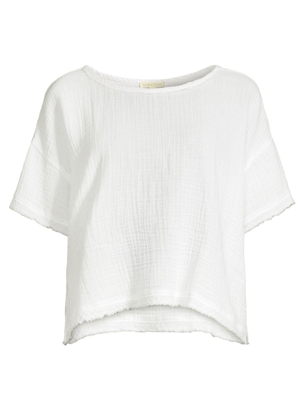 

Хлопковый топ свободного кроя с балетным вырезом Eileen Fisher, белый
