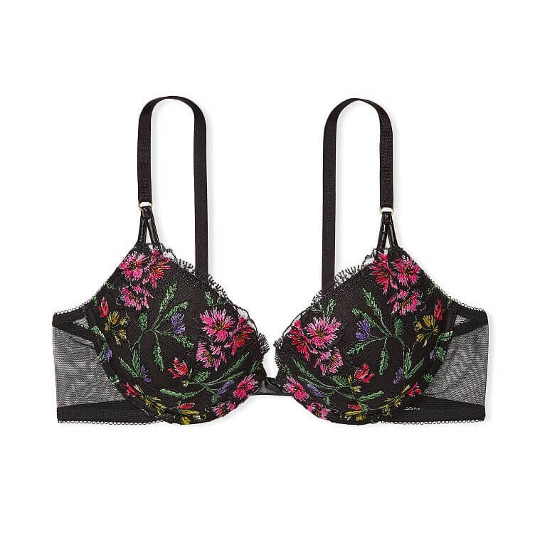 

Бюстгальтер Victoria's Secret Very Sexy Embroidered Push-Up, черный/мультиколор