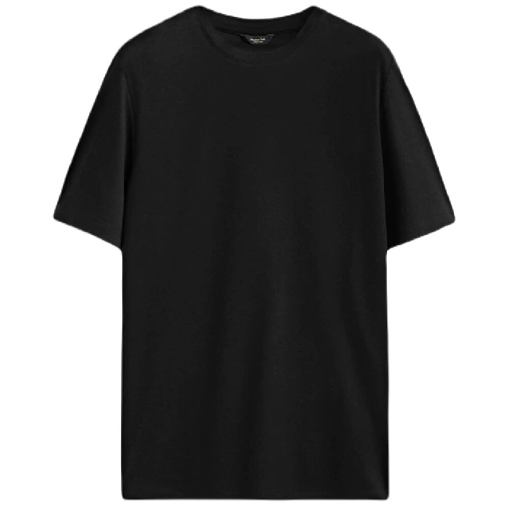 Футболка Massimo Dutti Short Sleeve Mercerised Cotton, черный мужская футболка из хлопка с коротким рукавом круглым вырезом и коротким рукавом