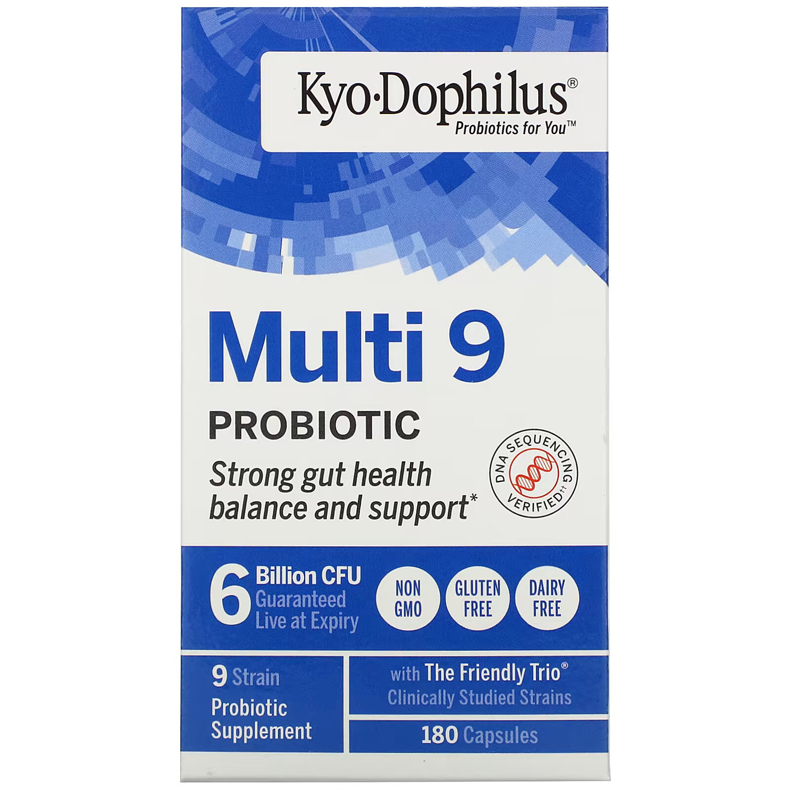 Kyolic, Kyo-Dophilus, Multi 9, пробиотик, 6 миллиардов КОЕ, 180 капсул kyolic kyo dophilus журавль пробиотик 60 капсул