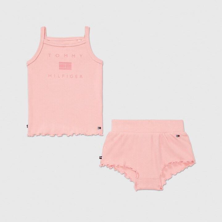 

Комплект из топа и шорт Tommy Hilfiger Babies' Ribbed, розовый