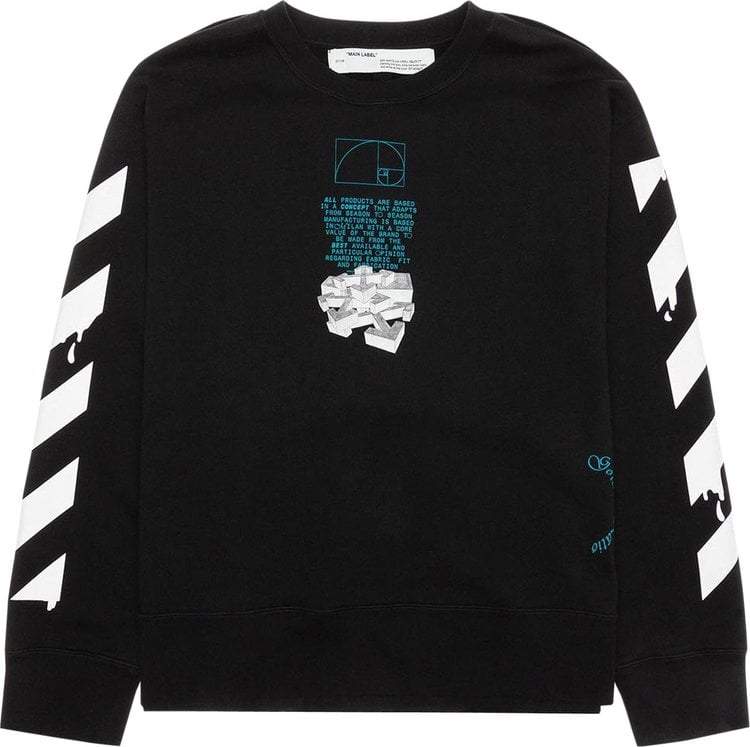 Толстовка Off-White Dripping Arrows Incompiuto Crewneck 'Black/White', черный - фото