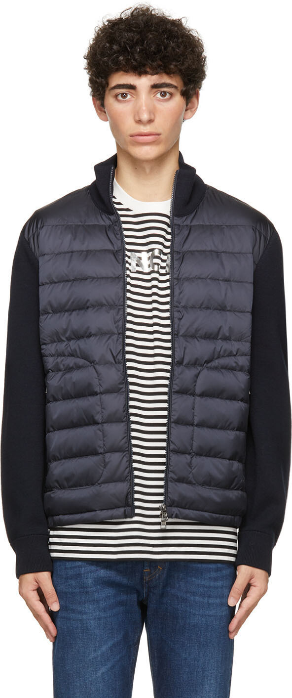 

Темно-синяя пуховая куртка на молнии Moncler