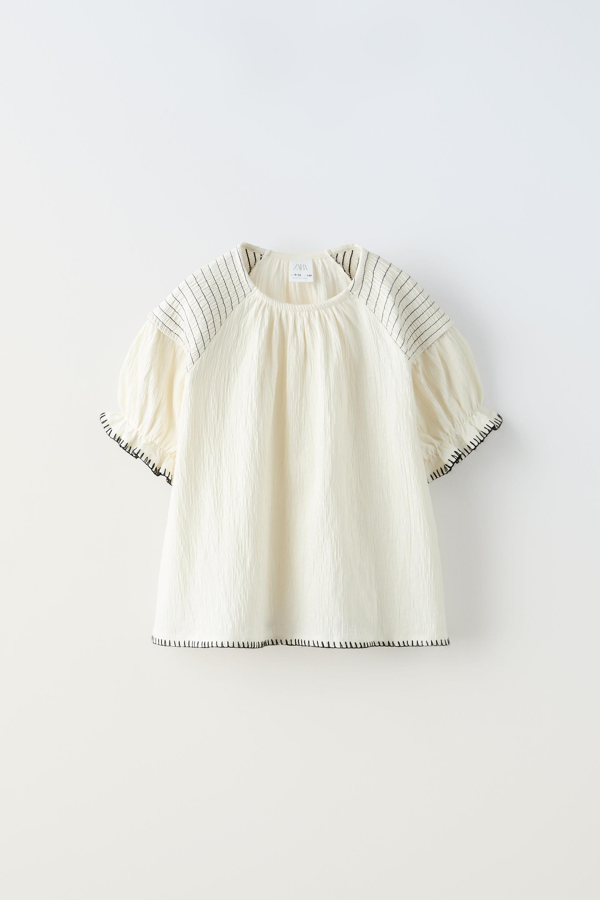 футболка поло zara textured crochet кремовый Футболка Zara Textured, кремовый